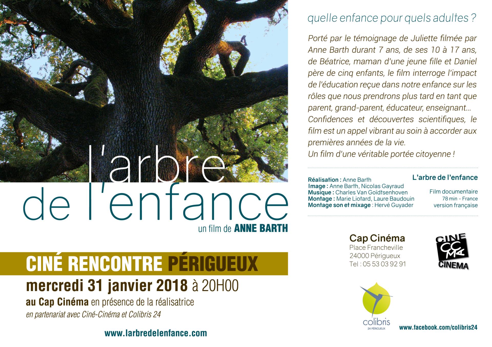Projection "L'arbre de l'enfance" mercredi 31 janvier à 20H00 au CGR Périgueux
