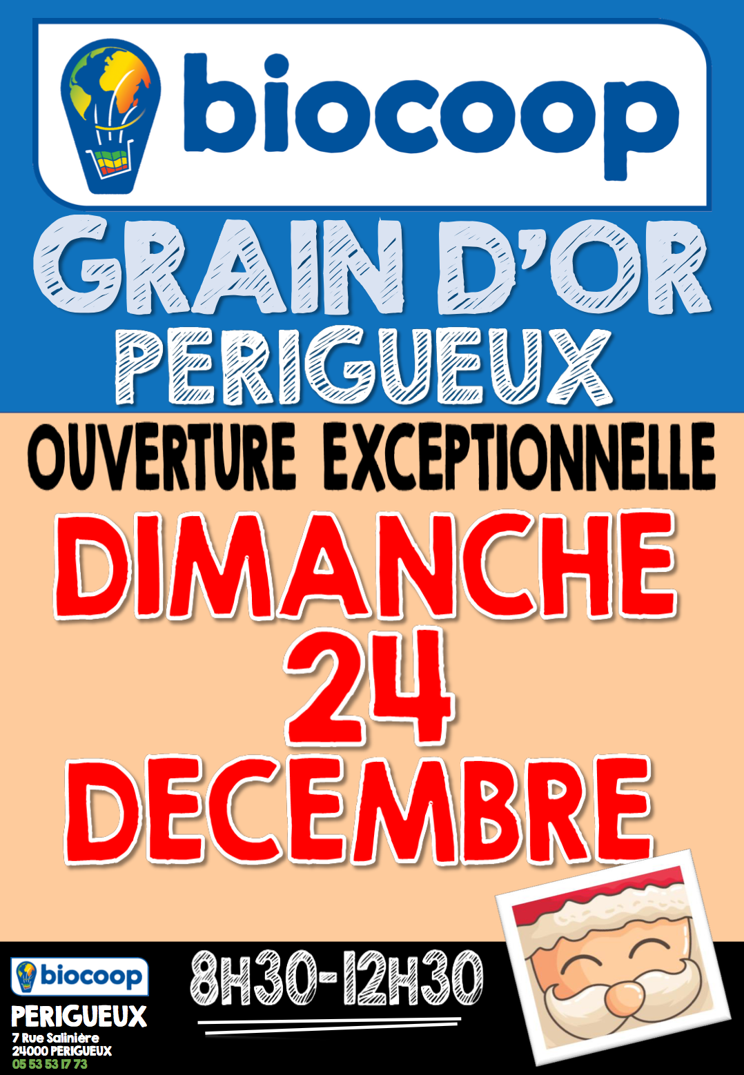 Votre magasin Biocoop Périgueux sera ouvert dimanche 24 décembre !